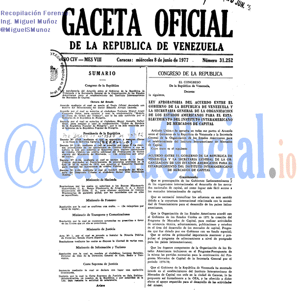 Gaceta Oficial 31252 del 8 Junio 1977