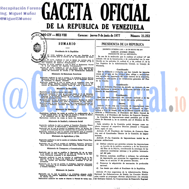 Gaceta Oficial 31253 del 9 Junio 1977