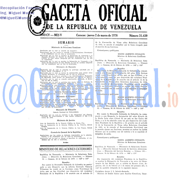Gaceta Oficial 31439 del 2 Marzo 1978