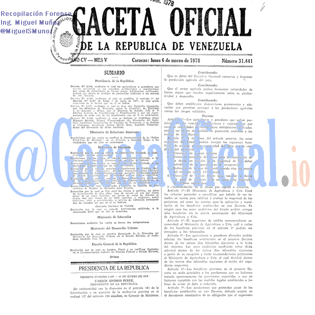 Gaceta Oficial 31441 del 6 Marzo 1978
