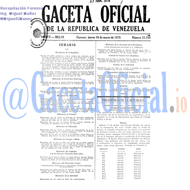 Gaceta Oficial 31449 del 16 Marzo 1978