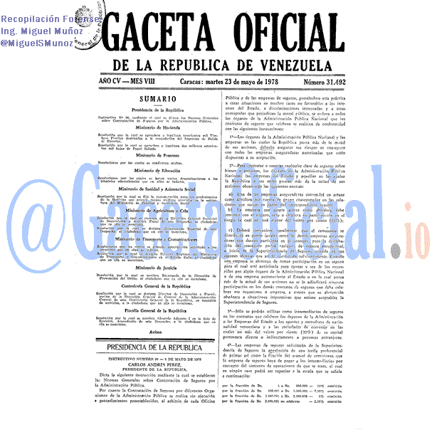 Gaceta Oficial 31492 del 23 Mayo 1978