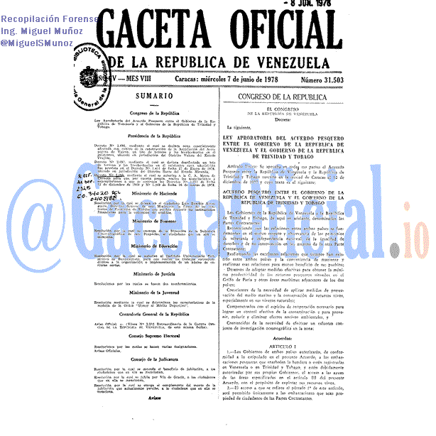 Gaceta Oficial 31503 del 7 Junio 1978