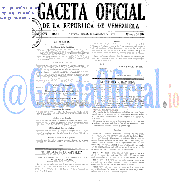 Gaceta Oficial 31607 del 6 Noviembre 1978