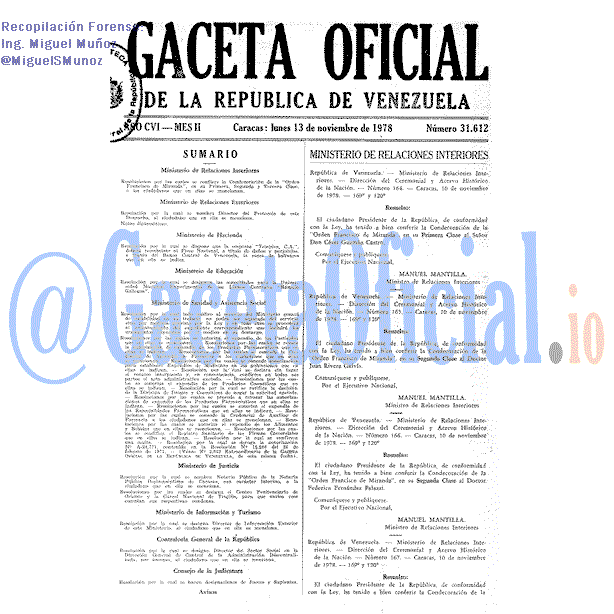 Gaceta Oficial 31612 del 13 Noviembre 1978