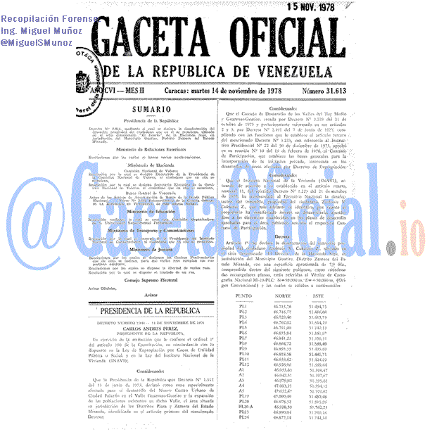 Gaceta Oficial 31613 del 14 Noviembre 1978
