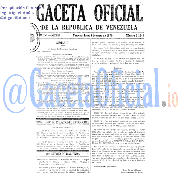 Gaceta Oficial 31649 del 8 Enero 1979