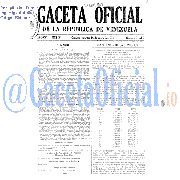 Gaceta Oficial 31655 del 16 Enero 1979