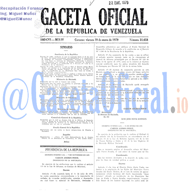 Gaceta Oficial 31658 del 19 Enero 1979