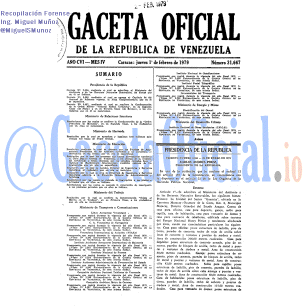 Gaceta Oficial 31667 del 1 Febrero 1979