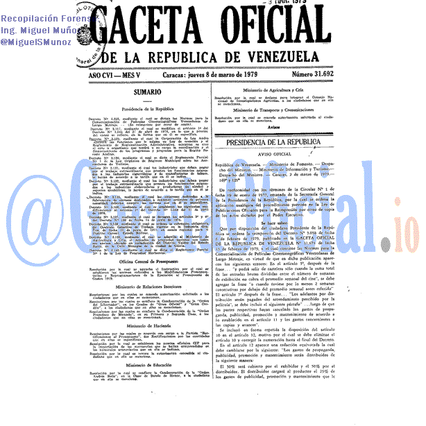 Gaceta Oficial 31692 del 8 Marzo 1979