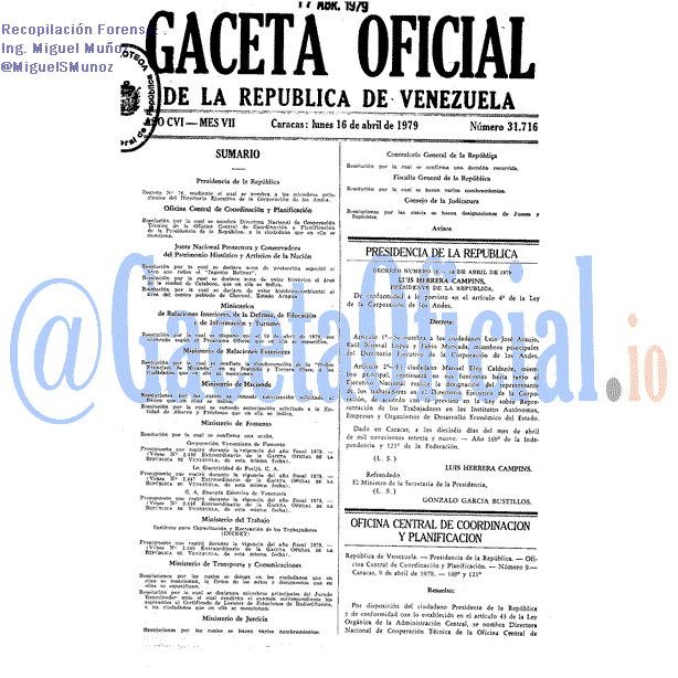 Gaceta Oficial 31716 del 16 Abril 1979