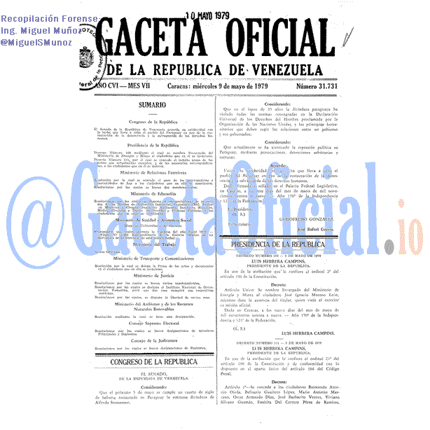 Gaceta Oficial 31731 del 9 Mayo 1979