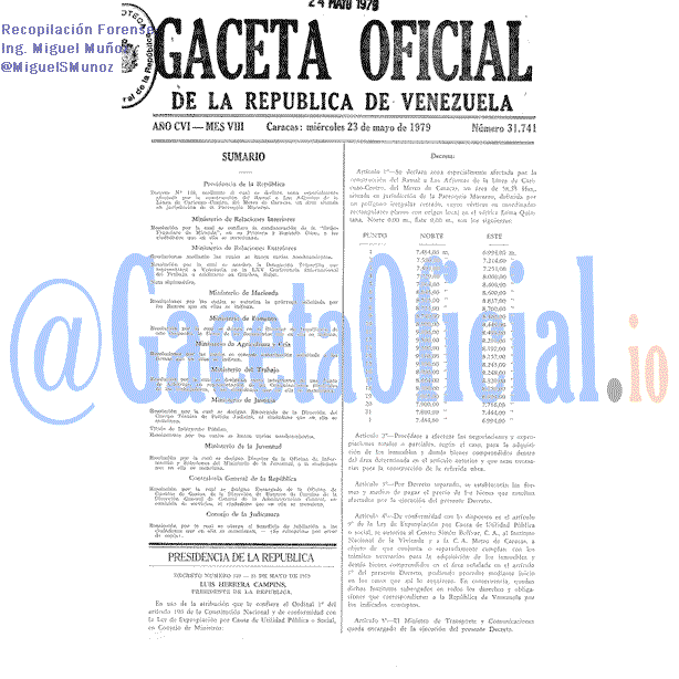 Gaceta Oficial 31741 del 23 Mayo 1979