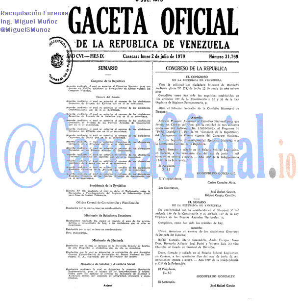 Gaceta Oficial 31769 del 2 Julio 1979