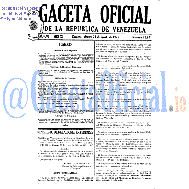Gaceta Oficial 31811 del 31 Agosto 1979