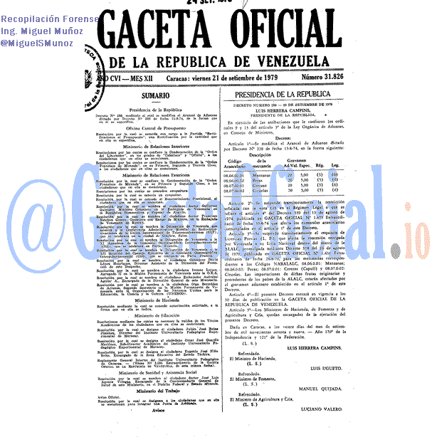 Gaceta Oficial 31826 del 21 Septiembre 1979
