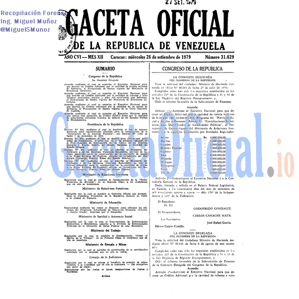Gaceta Oficial 31829 del 26 Septiembre 1979