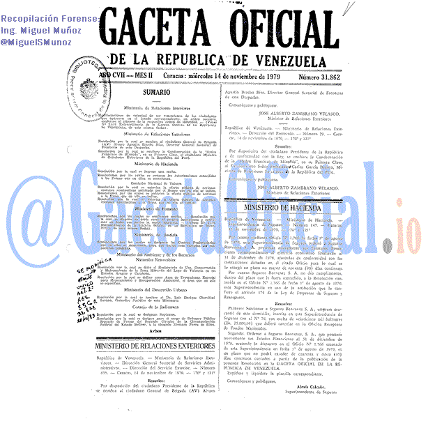Gaceta Oficial 31862 del 14 Noviembre 1979