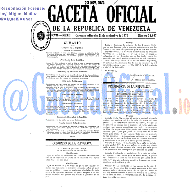 Gaceta Oficial 31867 del 21 Noviembre 1979