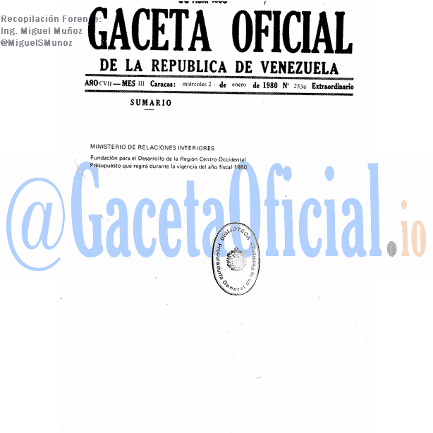 Gaceta Oficial 2536 del 2 Enero 1980