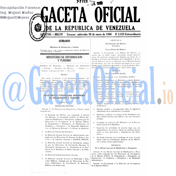 Gaceta Oficial 2555 del 30 Enero 1980