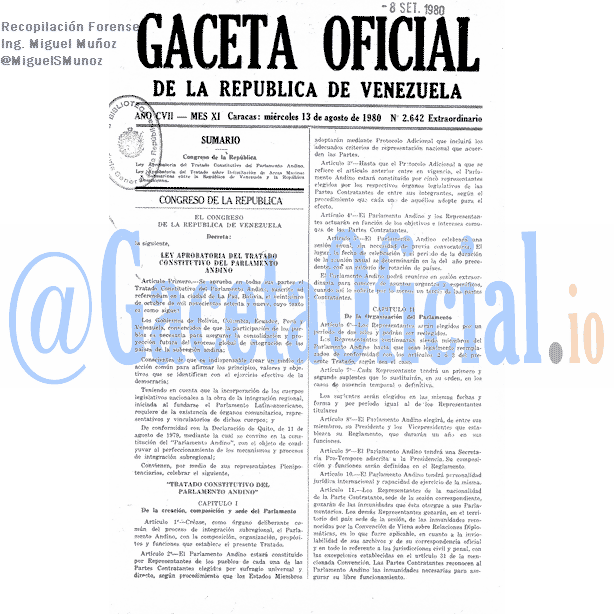 Gaceta Oficial 2642 del 13 Agosto 1980