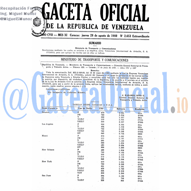 Gaceta Oficial 2653 del 28 Agosto 1980