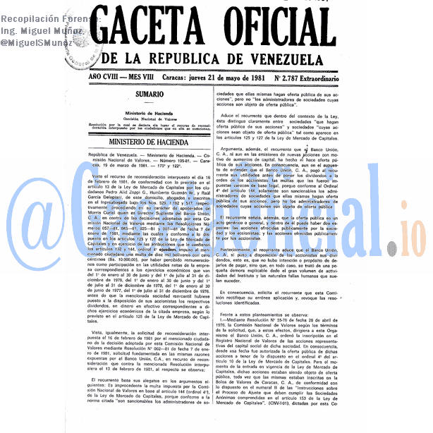 Gaceta Oficial 2787 del 21 Mayo 1981