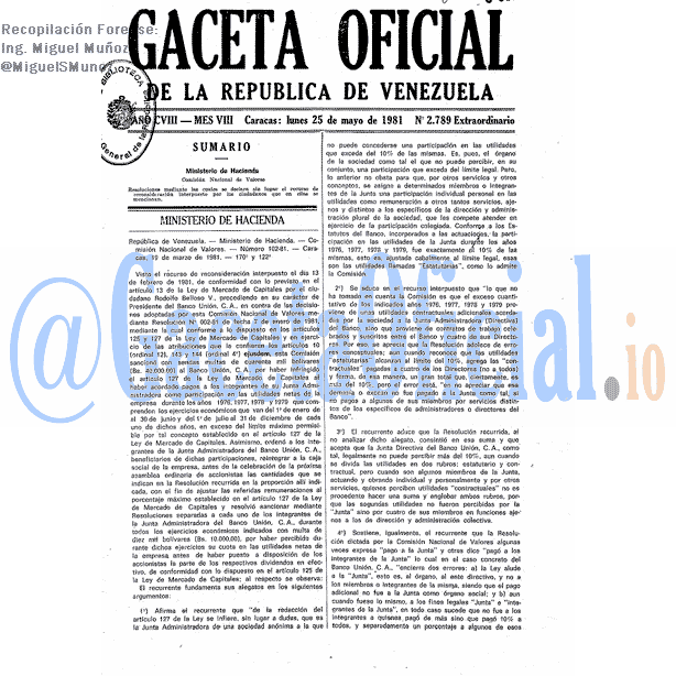 Gaceta Oficial 2789 del 25 Mayo 1981
