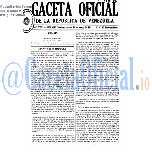 Gaceta Oficial 2790 del 26 Mayo 1981