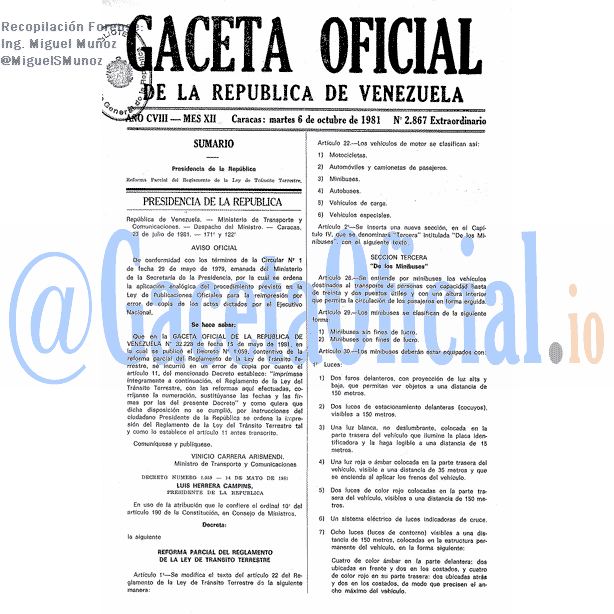 Gaceta Oficial 2867 del 6 Octubre 1981