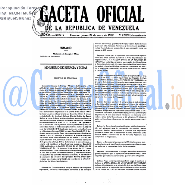 Gaceta Oficial 2909 del 21 Enero 1982