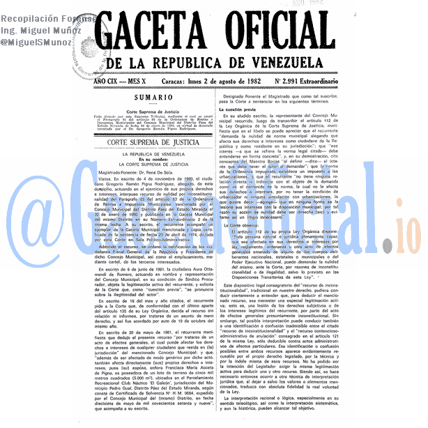 Gaceta Oficial 2991 del 2 Agosto 1982