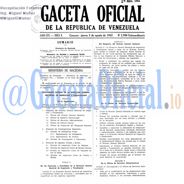Gaceta Oficial 2996 del 5 Agosto 1982
