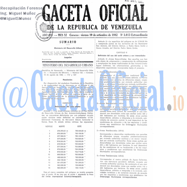Gaceta Oficial 3013 del 10 Septiembre 1982