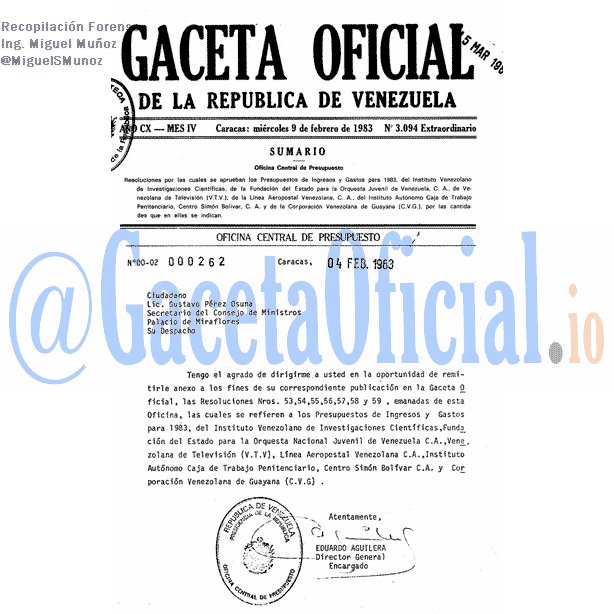 Gaceta Oficial 3094 del 9 Febrero 1983
