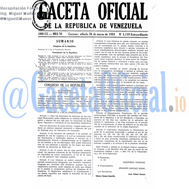 Gaceta Oficial 3119 del 26 Marzo 1983