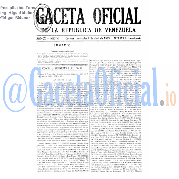 Gaceta Oficial 3126 del 6 Abril 1983