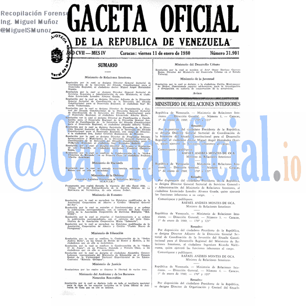 Gaceta Oficial 31901 del 11 Enero 1980