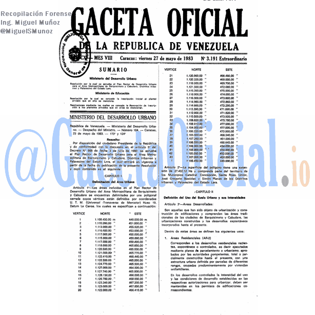 Gaceta Oficial 3191 del 27 Mayo 1983