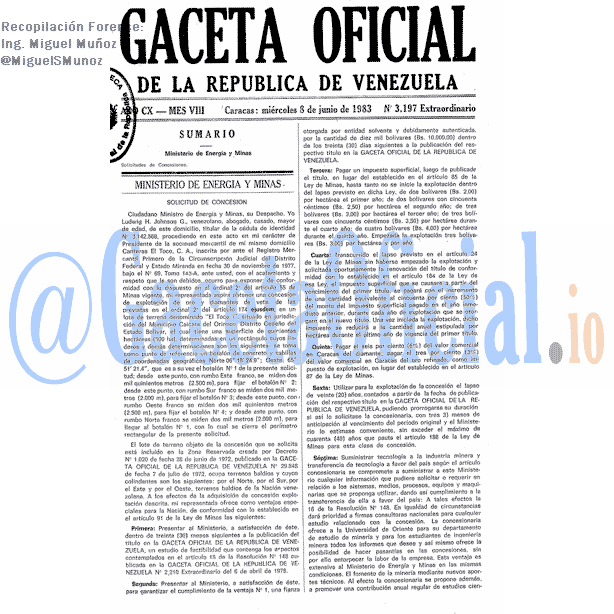 Gaceta Oficial 3197 del 8 Junio 1983
