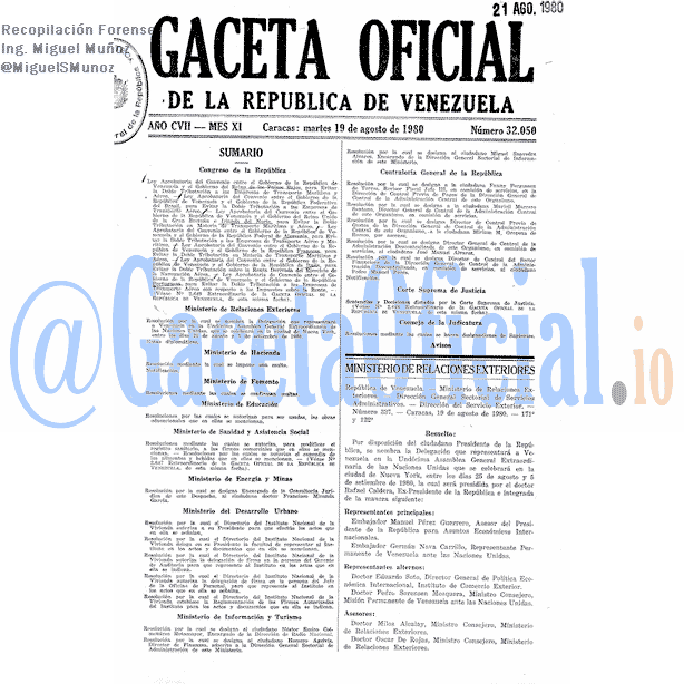 Gaceta Oficial 32050 del 19 Agosto 1980