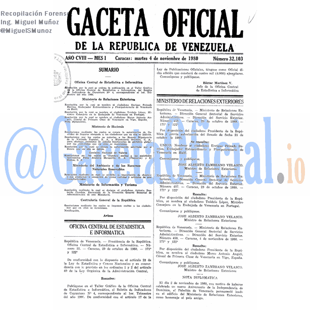 Gaceta Oficial 32103 del 4 Noviembre 1980