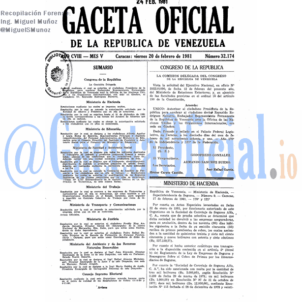 Gaceta Oficial 32174 del 20 Febrero 1981