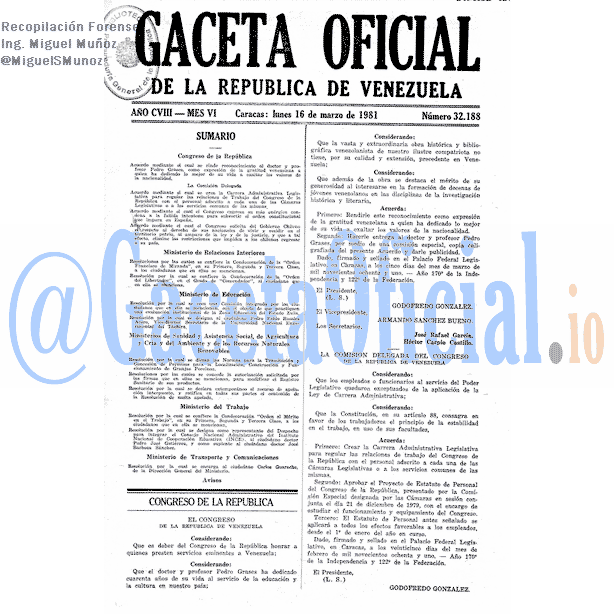 Gaceta Oficial 32188 del 16 Marzo 1981