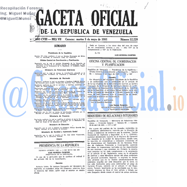 Gaceta Oficial 32220 del 5 Mayo 1981