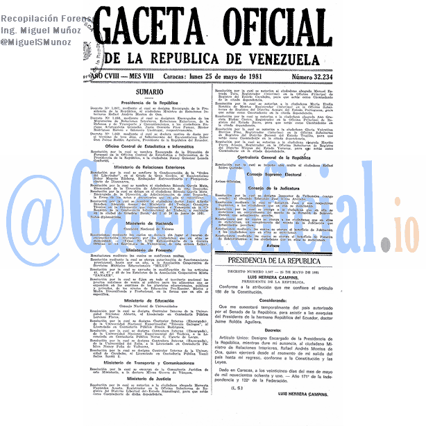 Gaceta Oficial 32234 del 25 Mayo 1981