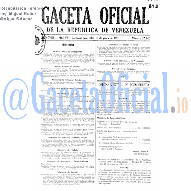 Gaceta Oficial 32246 del 10 Junio 1981