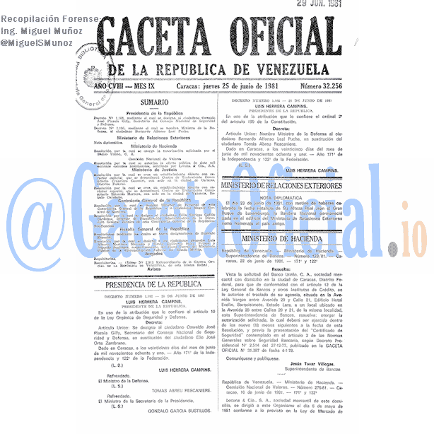Gaceta Oficial 32256 del 25 Junio 1981